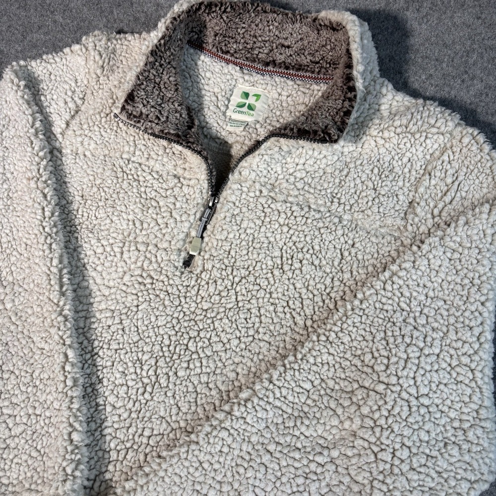 Green Tea 1/4 Jacket Womens XXL‎ Sherpa Fleece Pullover Quarter Zip Teddy Fluffy